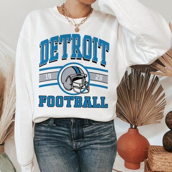Detroit Football Sweatshirt Retro NFL Lions Crewneck Classic Fan Gift 05 - Picture 1 of 5